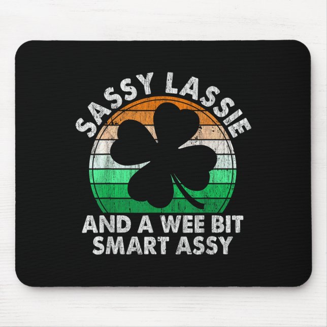 Cute sassy lassie irish shamrock funny st patricks mouse mat (Front)