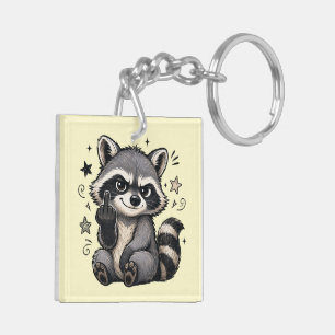 Cute Sassy Racoon Showing Attitude Key Ring