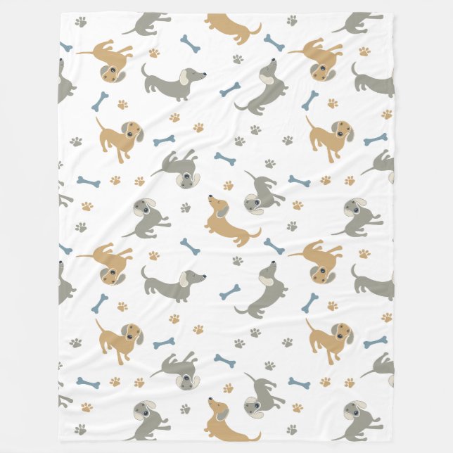 Cute Sausage Dog Dachshund Fleece Blanket (Front)