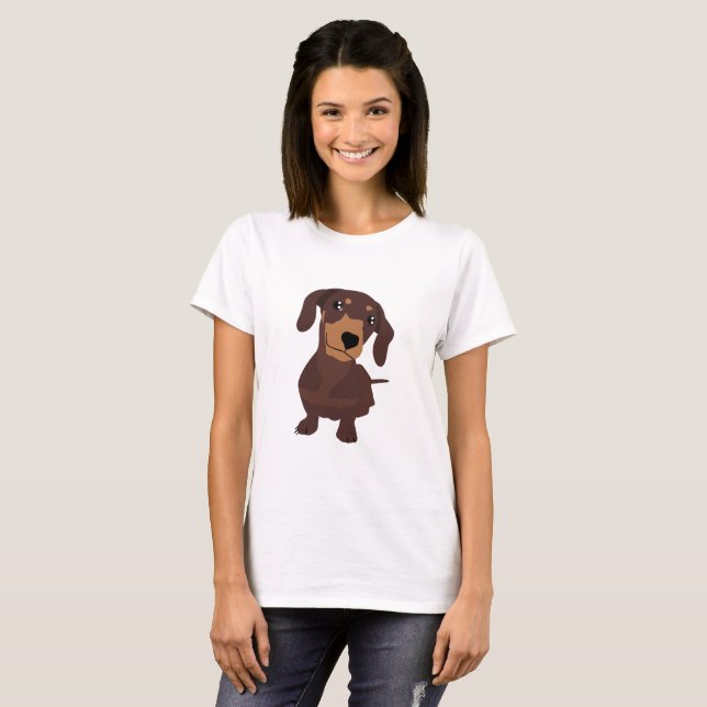 Cute Sausage Dog Dachshund T-Shirt (Front Full)