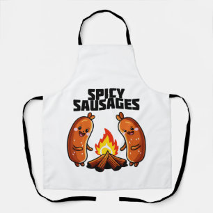 Cute Sausages by the fire - Spicy Sausages Apron