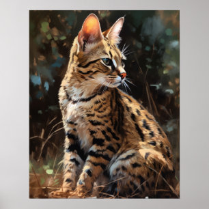 Cute Savannah Cat Art Print Poster