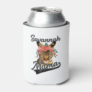 Cute Savannah Mama Flower Graphic Kitten Cat Lover Can Cooler