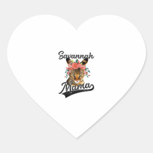 Cute Savannah Mama Flower Graphic Kitten Cat Lover Heart Sticker