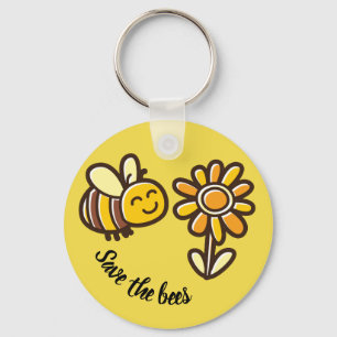 Cute Save the bees keychain gift