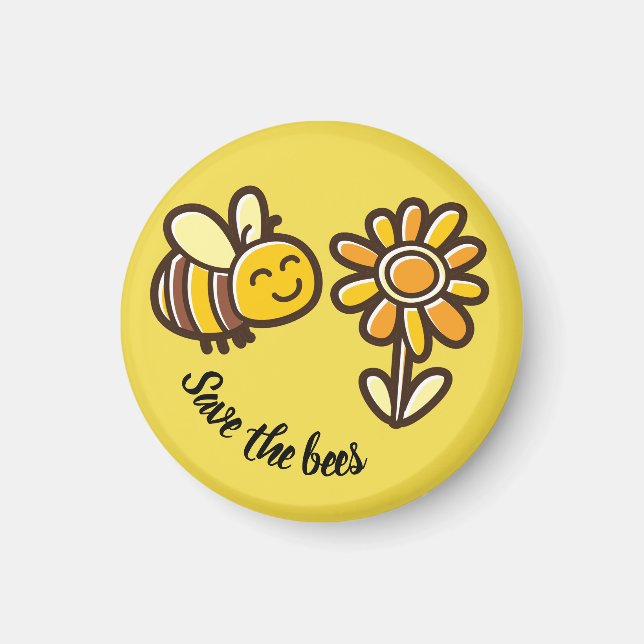 Cute save the bees magnet gift (Front)