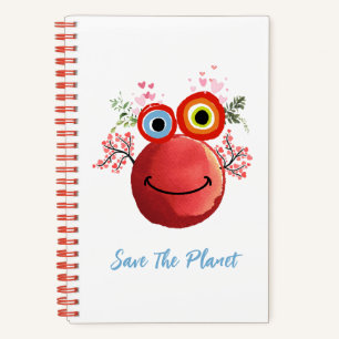 Cute Save The Planet Collection Custom Text Notebook