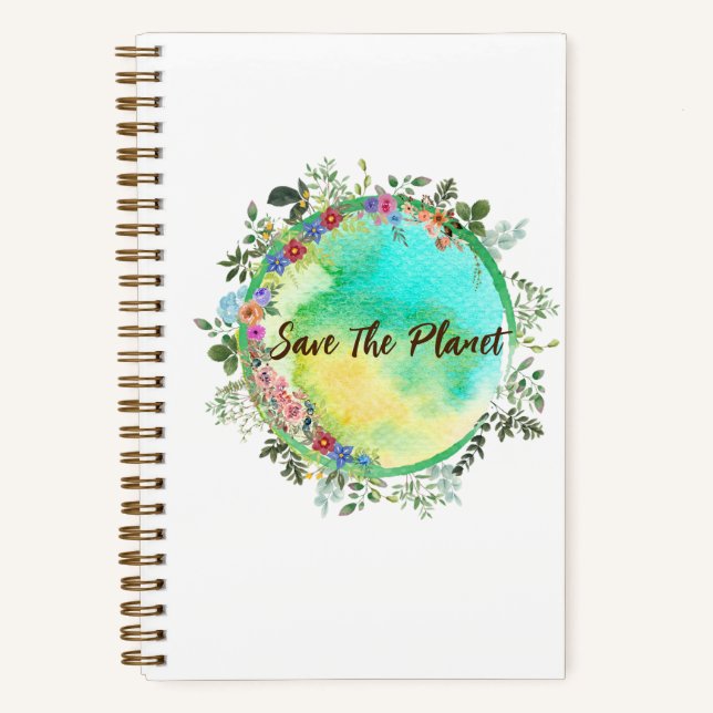 Cute Save The Planet Collection Spiral Notebook (Front)