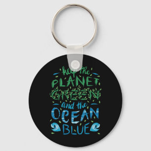 Cute Save The Planet Ecology Eco Blue Ocean Green Key Ring