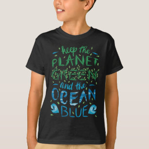 Cute Save The Planet Ecology Eco Blue Ocean Green T-Shirt