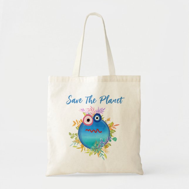 Cute Save The Planet Tote Bag (Front)