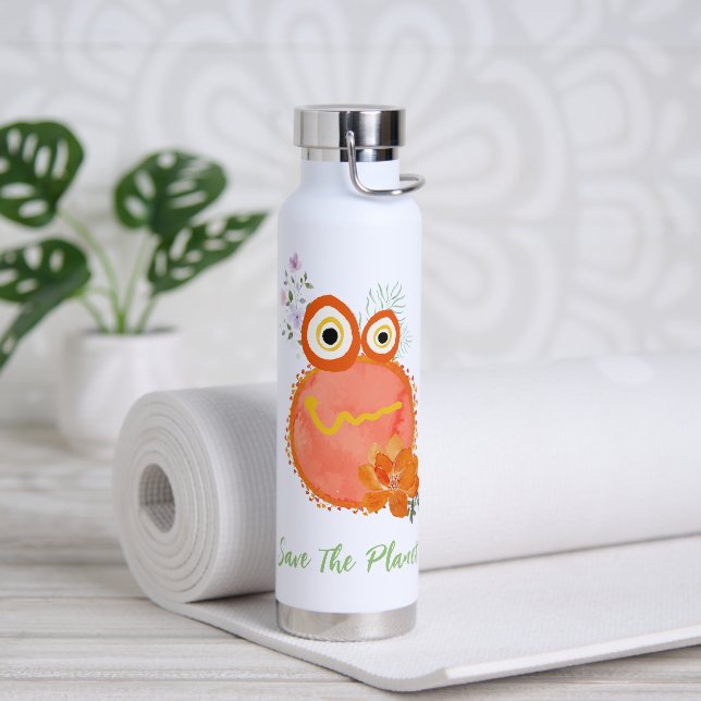 Cute Save The Planet Water Bottle (Yoga)
