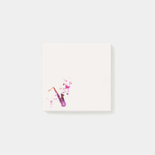 Cute saxophone girl's art stationery post-it notes