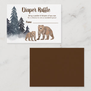Cute Scandi Bears Winter Baby Shower Diaper Raffle Enclosure Card