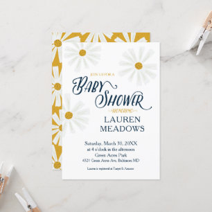 Cute Scandi Daisy Baby Shower Invitation