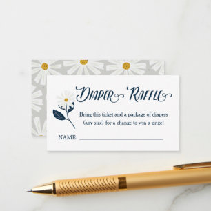 Cute Scandi Daisy Diaper Raffle Ticket Enclosure C Card