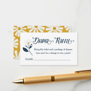 Cute Scandi Daisy Diaper Raffle Ticket Enclosure Card