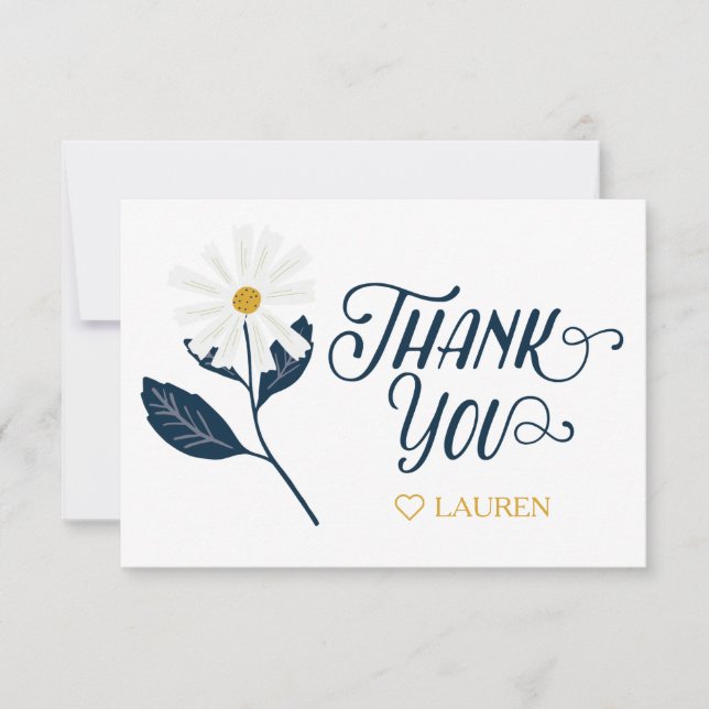 Cute Scandi Daisy Personalised Thank You Card (Front)