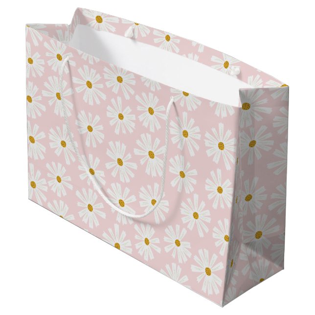 Cute Scandi Daisy Wrapping Large Gift Bag (Back Angled)
