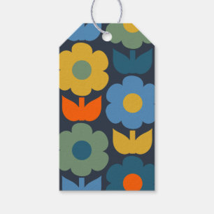 Cute Scandi Retro Modern Floral Pattern Gift Tags