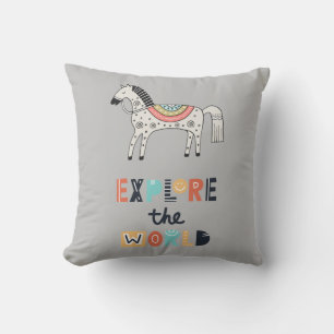 Cute Scandia Horse Explore World Cushion