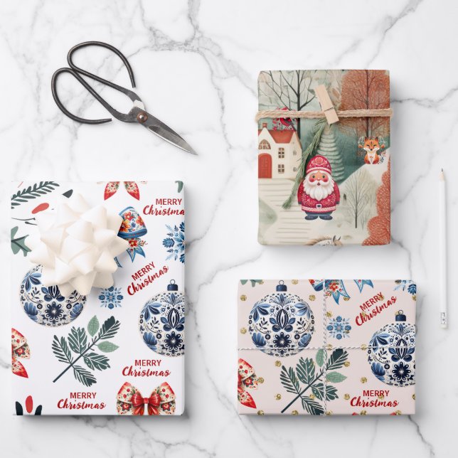 cute scandinavian christmas cosy wrapping paper sheet (Front)