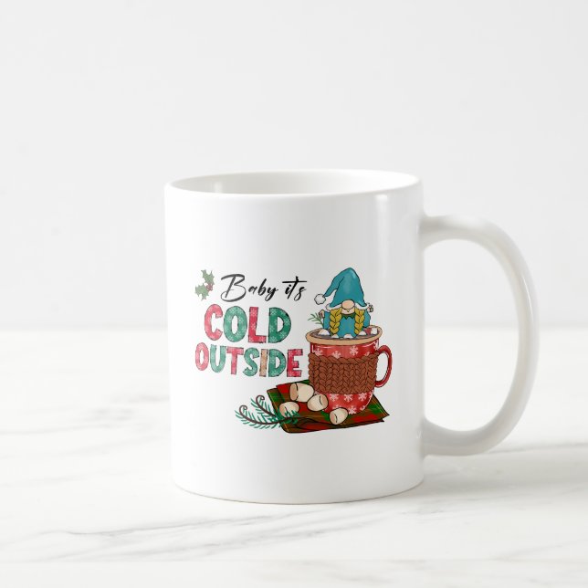 Cute Scandinavian Christmas Gnome & Hot Cocoa Coffee Mug (Right)