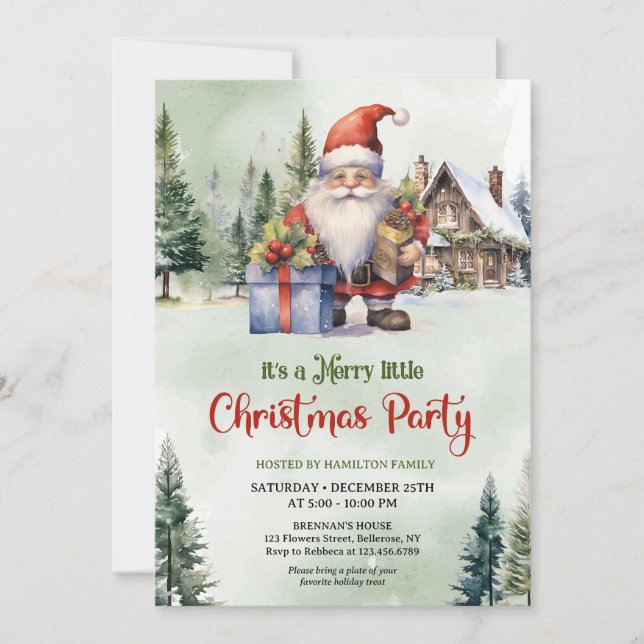 Cute Scandinavian Christmas gnome winter Invitation (Front)