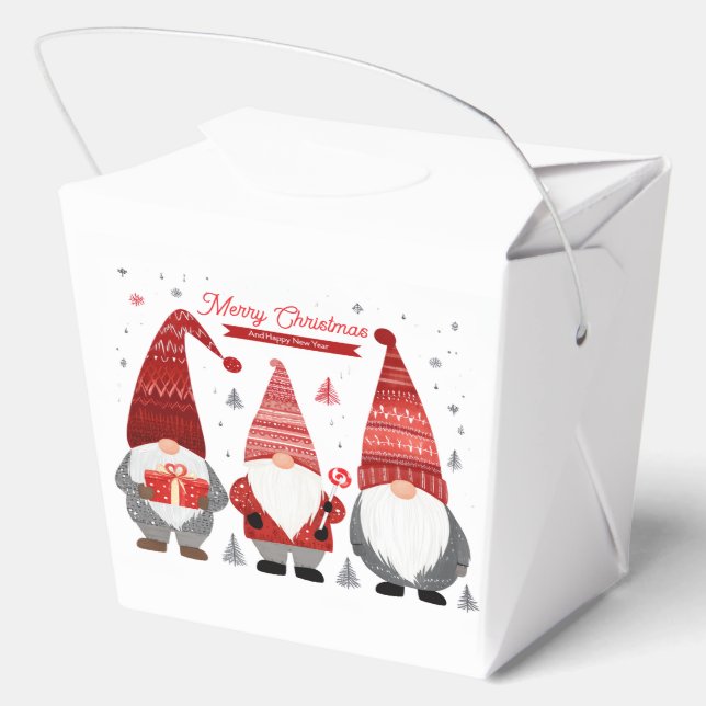 Cute Scandinavian Christmas Gnomes Favor Box (Back)