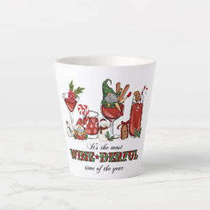 Cute Scandinavian Christmas Gnomes with Wine Glass Latte Mug