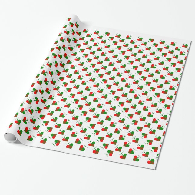 Cute Scandinavian Christmas Hearts Wrapping Paper (Unrolled)