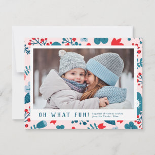 Cute Scandinavian Floral Christmas Photo Card