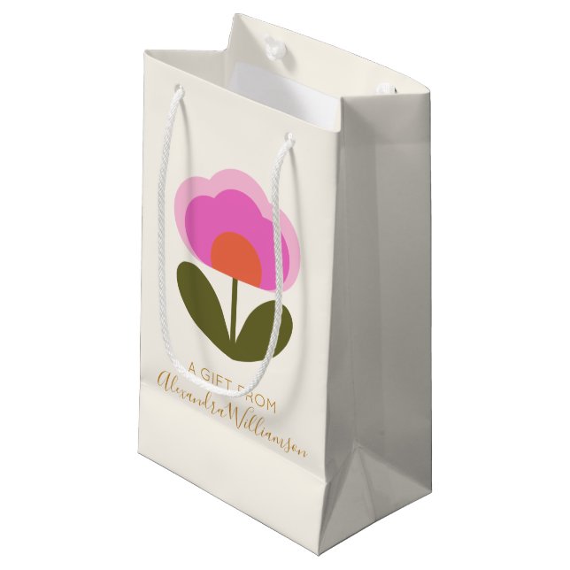 Cute Scandinavian Flower Personalised A Gift From  Small Gift Bag (Front Angled)