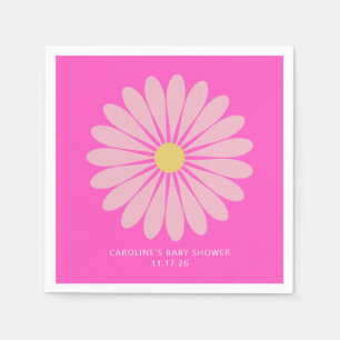 Cute Scandinavian Flower Pink Baby Shower Custom Napkin