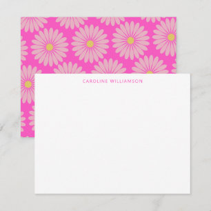 Cute Scandinavian Flower Pink Personalised Name Card
