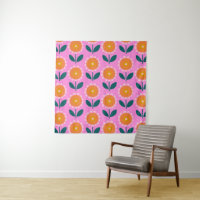 Cute Scandinavian Flowers in Pink and Orange  
