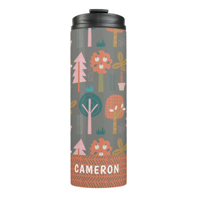 Cute Scandinavian Forest Personalised Thermal Tumbler (Front)