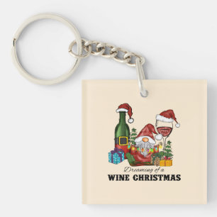 Cute Scandinavian Gnome Holiday Design Key Ring