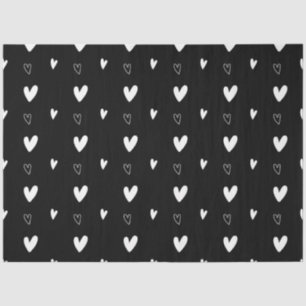 Cute Scandinavian Heart Pattern Black and White Tissue Paper
