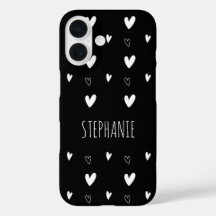 Cute Scandinavian Heart Pattern Black Personalised