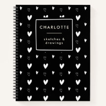 Cute Scandinavian Heart Pattern Black Personalised