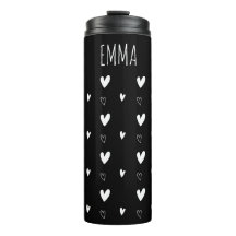 Cute Scandinavian Heart Pattern Black Personalised
