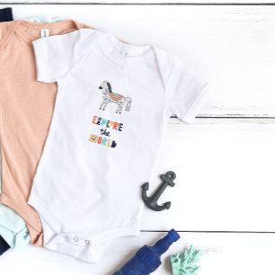 Cute Scandinavian Horse Explore the World Baby Bodysuit