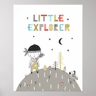 Cute Scandinavian Little Explorer Kids Poster