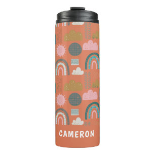 Cute Scandinavian Rainbows Personalised Thermal Tumbler