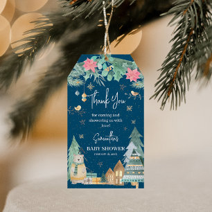 Cute Scandinavian Winter Baby Shower Thank You Gift Tags