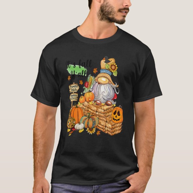 Cute Scarecrow Gnome Fall Autumn Thanksgiving Girl T-Shirt (Front)