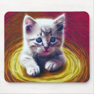 Cute scared kitten in the portal mouse mat