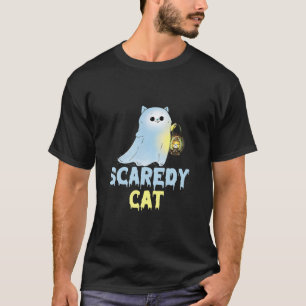 Cute Scaredy Cat Cat Ghost With Lantern Spook Phan T-Shirt