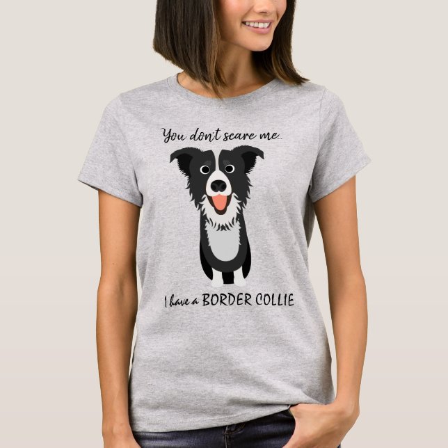 Cute Scary Border Collie T-Shirt (Front)
